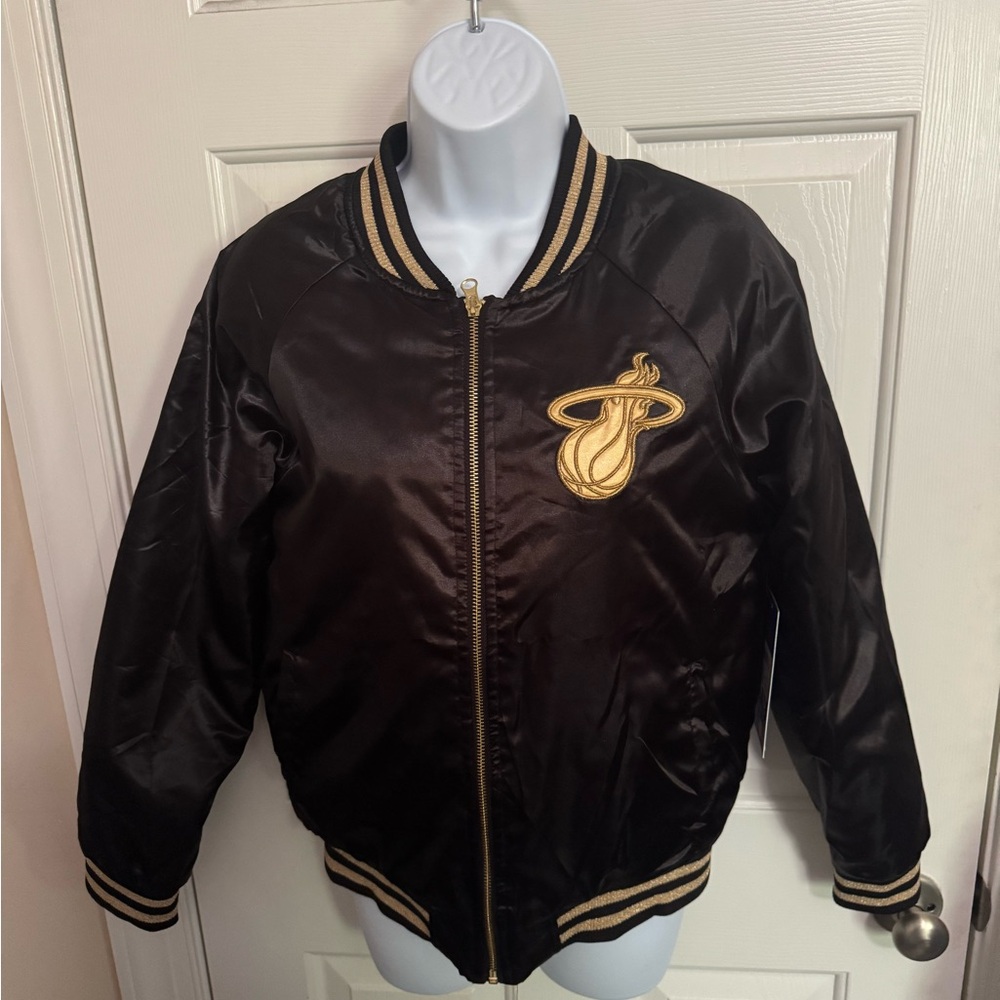 NBA Miami Heat Bomber Jacket Gold & Black Simple "Heat" Women’s Medium NWT $75